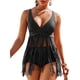 thumbnail image 1 of TRKIYQC, conjuntos de Bikini con borlas para mujer, Color sólido, verano, 2 uds., sin mangas, cuello en V profundo, camisetas sin mangas + Tanga de cintura alta TRKIYQC casual, 1 of 5