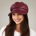 thumbnail image 7 of Minzimin Womens PU Leather Newsboy Cap 8 Panel Paperboy Newsie Cap Bakerboy Beret Cabbie Hat, 7 of 7
