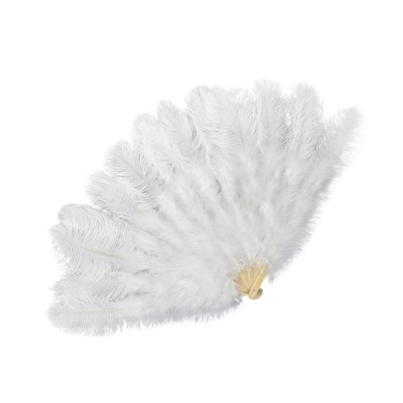 Elegant Handmade Large Feathered Fan 1920s Flapper Folding Handheld Fan for Dance Performances and Burlesque Dance Show