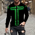 thumbnail image 2 of Men Shirts Long Sleeve Button up Clearance Hooded Shirts Casual Round Neck Long Sleeve Pullover Stripe Tops, 2 of 5