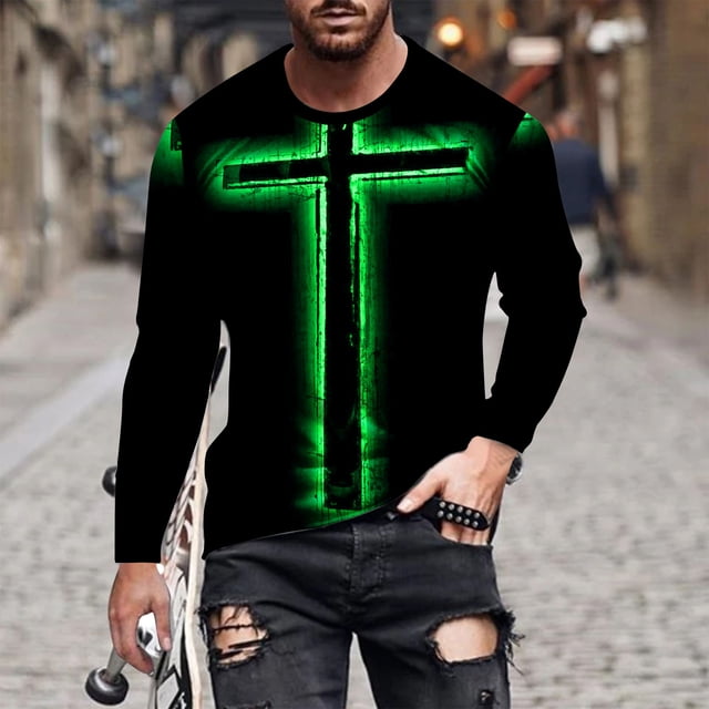 Blusas y camisas de manga larga con cuello redondo para hombre, blusa informal de manga larga con cuello redondo y estampado de rayas, blusa de poliéster para hombre