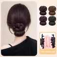 thumbnail image 2 of Extension de Postiche Chignon Tressé, Épingle Basse en Fibre Synthétique Résistante à la Chaleur pour Queue de Cheval Élégante, Style Naturel et Ajustement Confortable, Brun Foncé, 2 of 8
