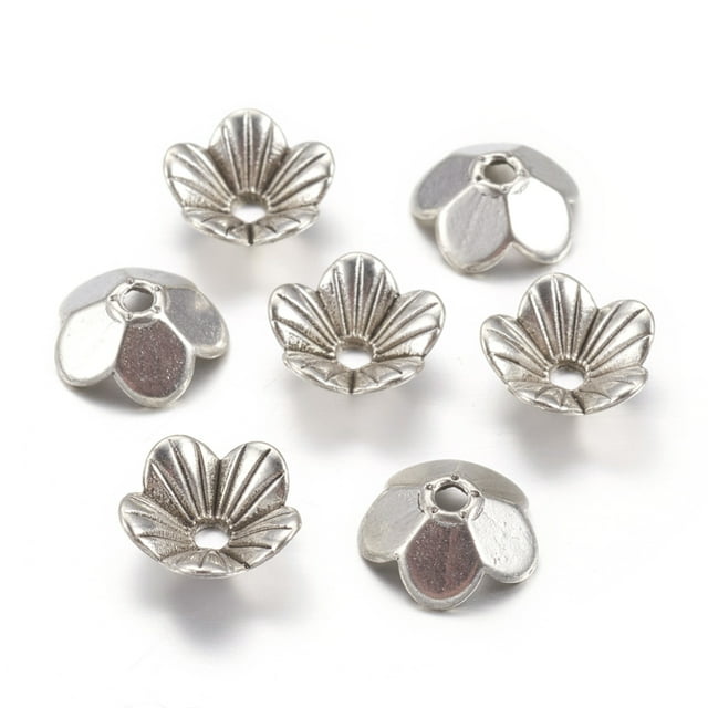 Alloy Bead Caps Cadmium Free & Lead Free Flower Antique Silver 10x10x3mm Hole: 1.5mm