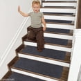 thumbnail image 5 of Floor Hug Stair Treads 28"x9"(4 PCS), Carpet Stair Treads for Wooden Steps Indoor, Stair Runners for Kids Elders and Dogs, Non-Slip TPE Backing, Stair Rugs Machine Washable, Black, 5 of 9