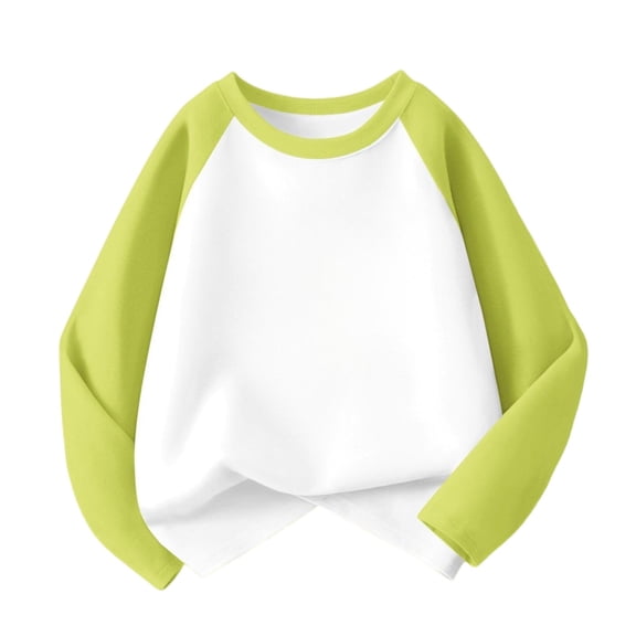 IVEYRTF Kids Solid Color Long Sleeve Shirt Raglan Sleeve Comfortable Daily Wear Soft Basic Top for Toddlers and Children Cozy Pullover Playwear Casual Outfit(Green,5 Years)