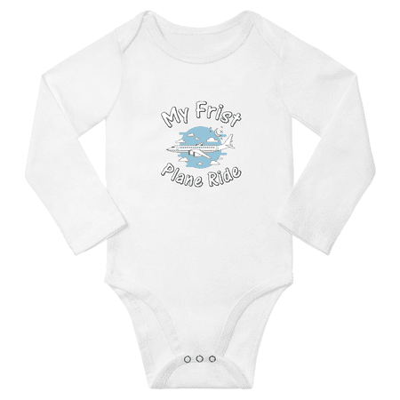 

My First Plane Ride Funny Baby Long Sleeve Bodysuits (White 6M)