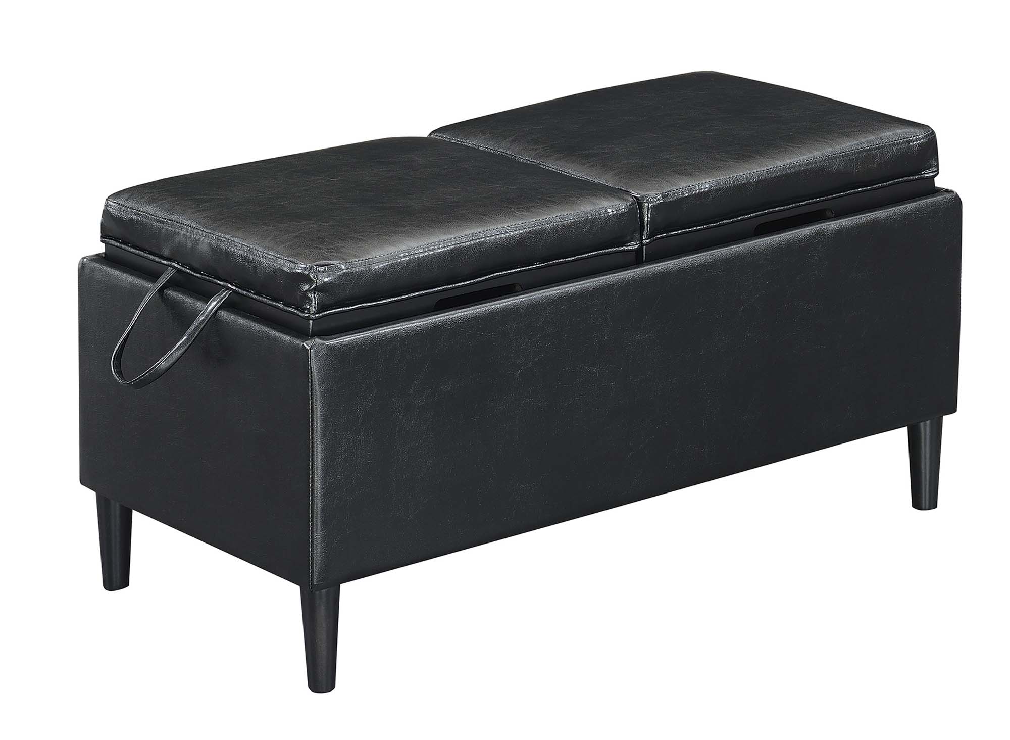 Convenience Concepts Designs4Comfort Magnolia Storage Ottoman with Reversible Trays, Black Faux Leather - image 3 of 4