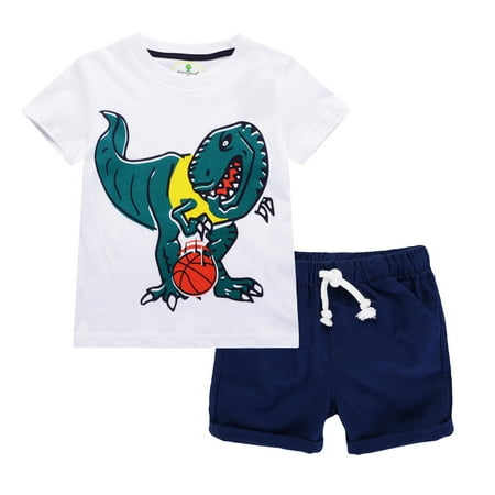 

DNDKILG Toddler Baby Children Boy Outfits Short Sleeve T Shirts and Shorts Set Summer Clothing Set Blue 1Y-6Y