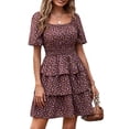 thumbnail image 1 of Vestido PRETTYGARDEN 2025 Floral Café Manga Corta M, 1 of 6