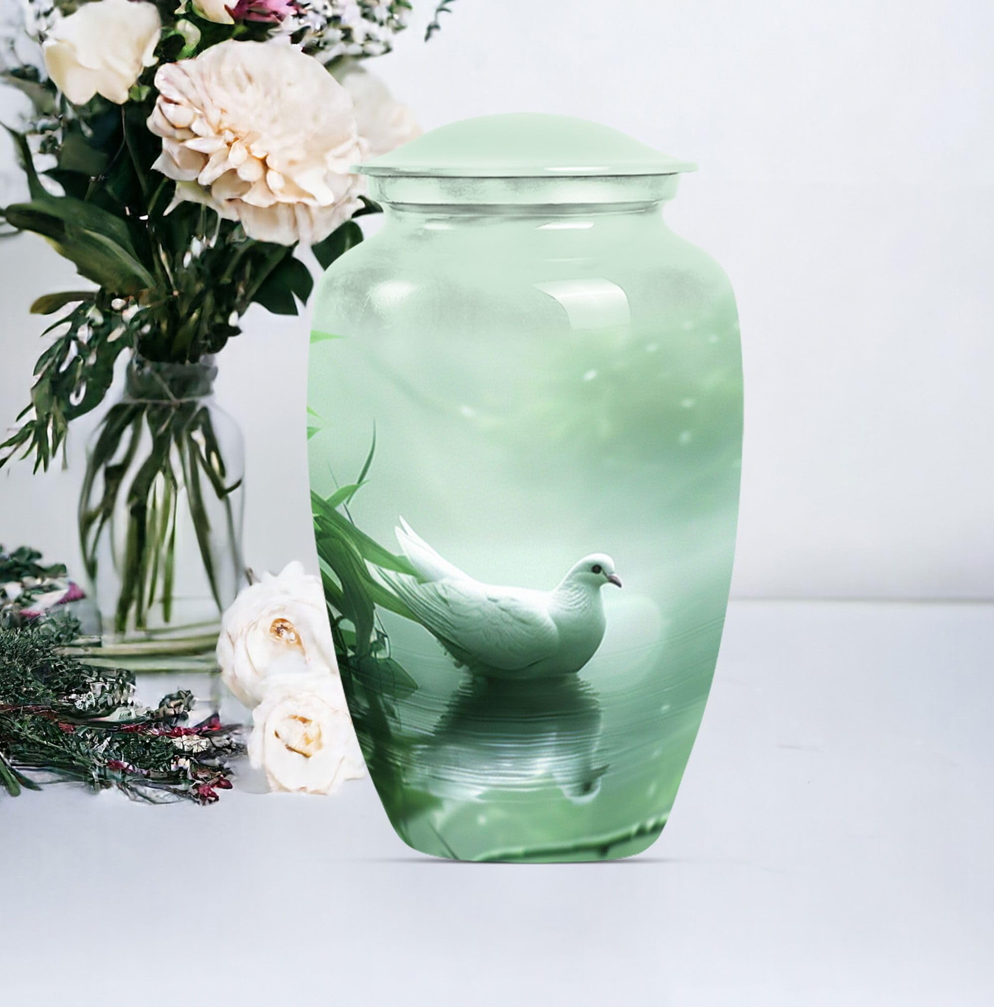 SUBSH Dove in Water Urn, Combo of 2 (10 Inch Urn & Keepsake Urn), Small Urns for Human Ashes, Pet Urns for Dogs Ashes, Cat Urns, Memorial Keepsakes for Ashes, Cremation Urns for Ashes