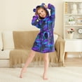 thumbnail image 3 of FORMRS Niños Bathrobe Unisex Hooded Robe Soft Plush Pajamas Sleepwear, Size 7-9T, Night Mushrooms Pattern, 3 of 7