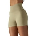 thumbnail image 2 of Pxkloy Women's Workout Shorts Yoga Seamless High Waisted Booty Biker Shorts Tummy Control Solid Color Running Gym Athletic Shorts Deal Of The Day Prime Today Khaki,M, 2 of 7