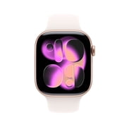 Apple Watch Series 11 [GPS + Cellular 46mm] Smartwatch with Rose Gold Aluminum Case with Light Blush Sport Band - M/L