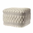 thumbnail image 2 of LR Resources POUFS99765BKN1612 Tufted Checkered Geometric Pouf, Cream & Light Gray, 2 of 4