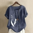 thumbnail image 1 of WILLBEST T-Shirt pour Femmes Col Roulé Rétro et en Lin Imprimé Ample à Manches Courtes Chemise Haut pour Dames, 1 of 3