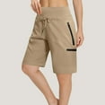thumbnail image 5 of Staron Women's Cargo Pants Hiking Camping Workwear with Multiple Zipper Pockets Casual Loose Fit Five Quarter Length Outdoor Adventure, Khaki XL, 5 of 6