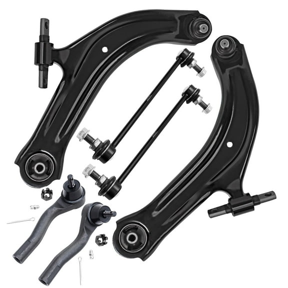 Detroit Axle - Front End 6pc Suspension Kit for 2007-2012 Nissan Sentra, 2 Lower Control Arms with Ball Joints 2 Outer Tie Rods 2 Sway Bars Replacement 2008 2009 2010 2011 Sentra