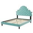 thumbnail image 3 of Tufted Platform Bed Frame, Queen Size, Velvet, Blue, Modern Contemporary Urban Design, Bedroom Master Guest Suite, 3 of 10
