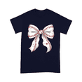 thumbnail image 2 of Baseball Stitch Bow Graphic Tee – Cute Sports Mom Shirt, 2 of 6