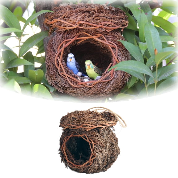Hummingbird - Cedar Woven Hanging Bird Roosting Pouch for Garden Decoration Outdoor Hanging for Hummingbirds Easy Installation with Rope Attachment