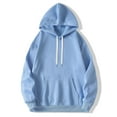 thumbnail image 2 of Doomiva Men's Loose Hoodie Hip Hop Long Sleeve Unisex Sweatshirt Pocket Drop Shoulder Pullovers Top Light Blue XS, 2 of 3