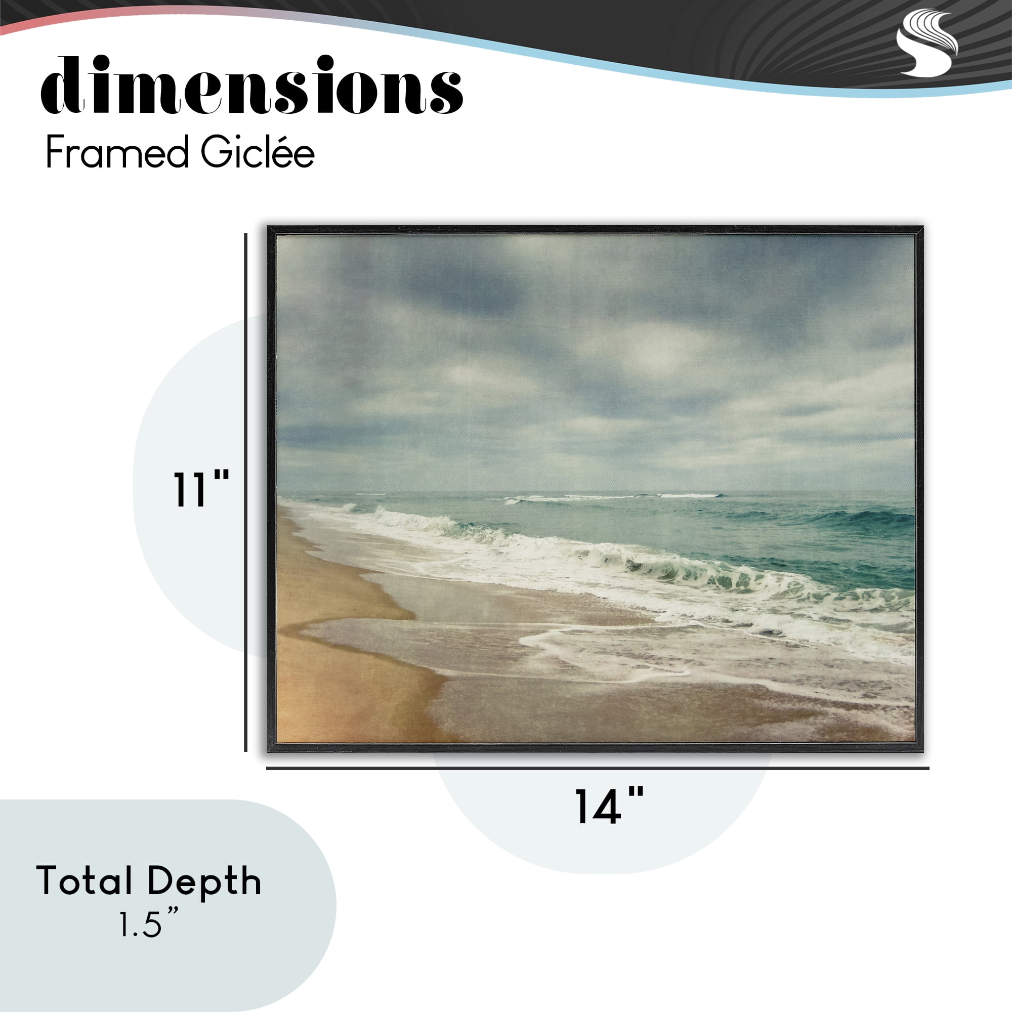 Stupell Industries Tranquil Waves Along Sandy Coast Black Framed Giclee Art, design by Dirk Wüstenhagen
