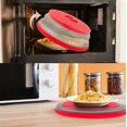 thumbnail image 5 of Tapa plegable para microondas de 26 cm, tapa de silicona plegable y salida de vapor para platos y cuencos, colador de alimentos para lavar verduras y frutas, color rojo, 5 of 5