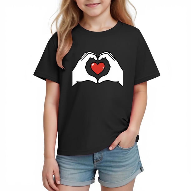 Blusas y camisas de manga corta con cuello redondo para niños y niñas, camisetas gráficas de manga corta, blusas con estampados bonitos para la temporada escolar.