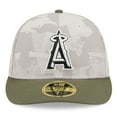 thumbnail image 2 of Men's New Era Light Beige/Olive Los Angeles Angels 2025 Armed Forces Day Low Profile 59FIFTY Fitted Hat, 2 of 5