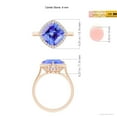 thumbnail image 4 of ANGARA Natural Claw-Set Cushion 3.8 ct Tanzanite Cocktail Halo Ring in 14K Rose Gold for Women (Size-9mm) | December Birthstone, Birthday, Anniversary, Jewelry Gift for Women | Natural Tanzanite Ring, 4 of 8