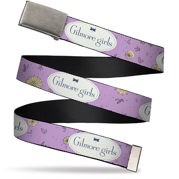 Adjustable Belt, Clamp Buckle, Cut-to-Fit, Gilmore Girls Title Logo and Flower Petals Lavender