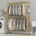 thumbnail image 4 of Legooin 47"W x 18"D x 81"H Rolling Clothes Rack with Hanging Rods Portable Wardrobe Closet Garment Rack on Wheels for Bedroom Laundry Room, Gold, 4 of 7