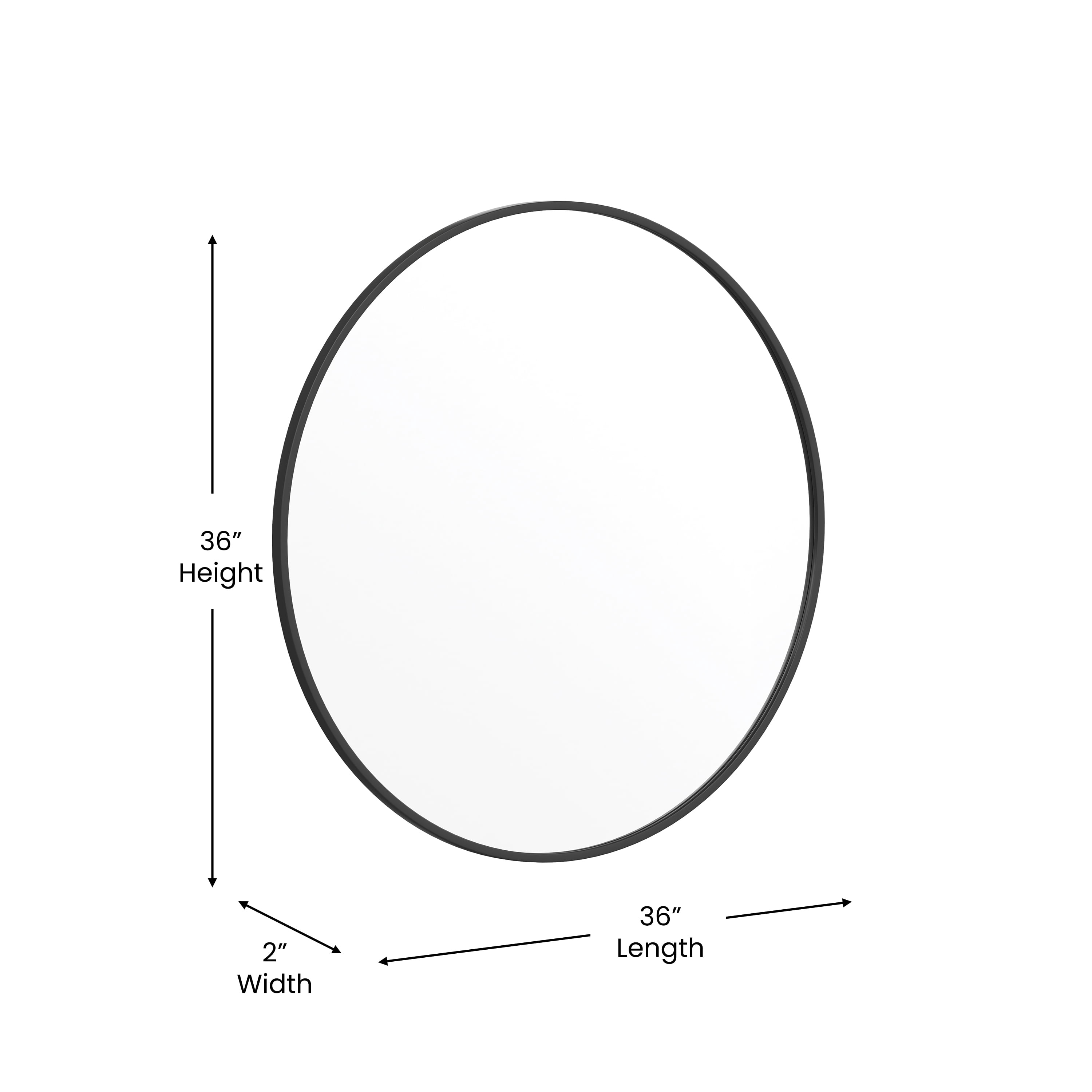 Flash Furniture Julianne 36" Round Black Metal Framed Wall Mirror - Large Accent Mirror for Bathroom, Vanity, Entryway, Dining Room, & Living Room