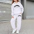 thumbnail image 2 of SGMVNU Girls Sweatsuit 2 Piece Outfits Boys Hooded Sweatshirt and Jogger Sweatpants Tracksuit Set Tracksuit Clothing Set, Size 5-6 Years, White, 2 of 4