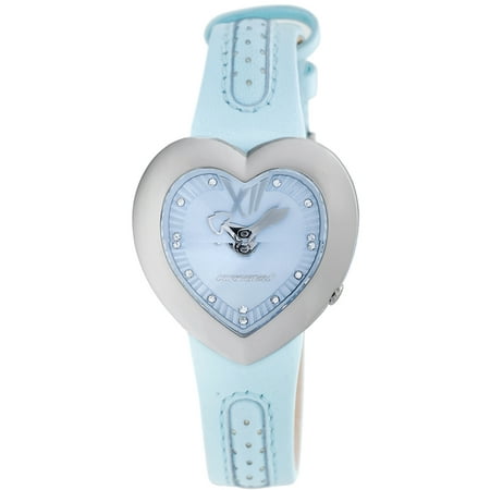 Chronotech CT.7688L/04 Crystals Light Blue Leather Heart-Shaped Watch