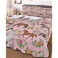 thumbnail image 3 of Quilts Twin-XL Size Bedding Set, Pink Horse Lightweight Quilted Comforter, Rustic Spring Floral Summer Botanical Soft Reversible Bedspread Coverlet with Pillow Covers for All Season, 68" x 98", 3 of 7