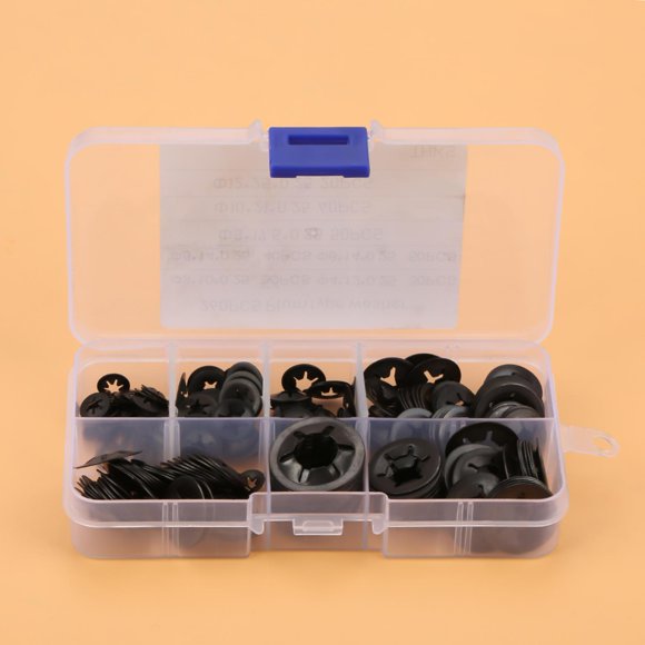 Peahefy Lock Washer Fastener,260pcs Manganese Steel Push On Washer Retaining Lock Washers Set 3/4/5/6/8/10/12mm, Push On Lock Washer