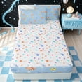thumbnail image 4 of meiyoeat Blue Softball Bow Zipper Twin Comforter Sets with Fitted Sheet and 2 Pillowcases for Girls, Cute Ball Glove Print Zipper Bedding Set, Star Reversible, 4-Piece, 4 of 7