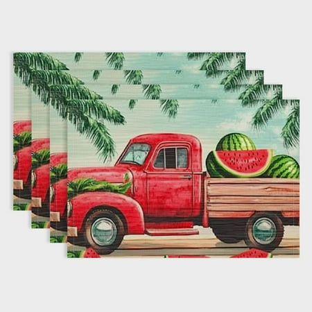 

Pratyus Palm Trees Table Mats Linen Set of 4 Indoor Outdoor Placemat for Dining Parties Home Decor 18x12in
