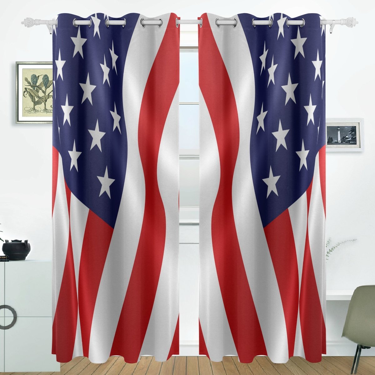 POPCreation American Flag Window Curtain Blackout Curtains Darkening