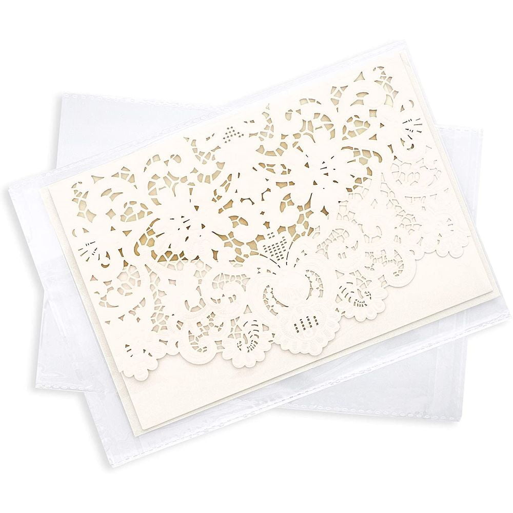 300Pack Clear Plastic Envelope Bags, Greeting Card Sleeves, 7.5 X 5.5