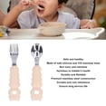 thumbnail image 3 of Toddler Fork Spoon Cartoon Shape, Silicone 316 Stainless Steel Dishwasher Safe Compact Design For Independent Eating Training, 3 of 8