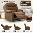 thumbnail image 3 of Oversized Manual Recliner Chair for Living Room - 3-Position Lounge, Overstuffed & Wide Single Sofa, Chenille Fabric, Cup Holders & Side Pockets - Brown, Seat Width 60CM, 3 of 8