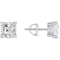 5 Ct Princess Cut Diamond Stud Earrings 18K White Gold Screw Back Basket For Women's Wear Gifting Jewellery