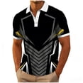 thumbnail image 2 of Ceisia Men's Angular Geometric Stripe Polo Shirts, Regular Fit Short Sleeve Turndown Collar Casual Summer Tops Gifts, 2 of 5