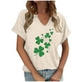 thumbnail image 3 of Ounisa St Patrick's Day V Neck Shirts for Womens Irish Shamrock Graphic Tee Funny Lucky Heart Printed Short Sleeve Shirts Tops, 3 of 4