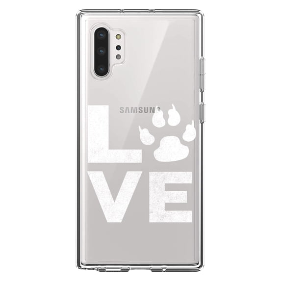 DistinctInk Clear Shockproof Hybrid Case for Galaxy Note 10 PLUS (6.8" Screen) - TPU Bumper Acrylic Back Tempered Glass Screen Protector - Love - Dog Paw