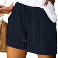 thumbnail image 2 of Womens Elastic Waist Drawstring Shorts Summer Lightweight Beach Shorts with Pockets Summer Casual Lightweight Plus Size Loose Shorts, 2 of 7