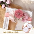 thumbnail image 5 of Chiffon Flowers Rhinestone Pearl Sewing Fabric Flowers Artificial Appliques Embellishments White, 5 of 7