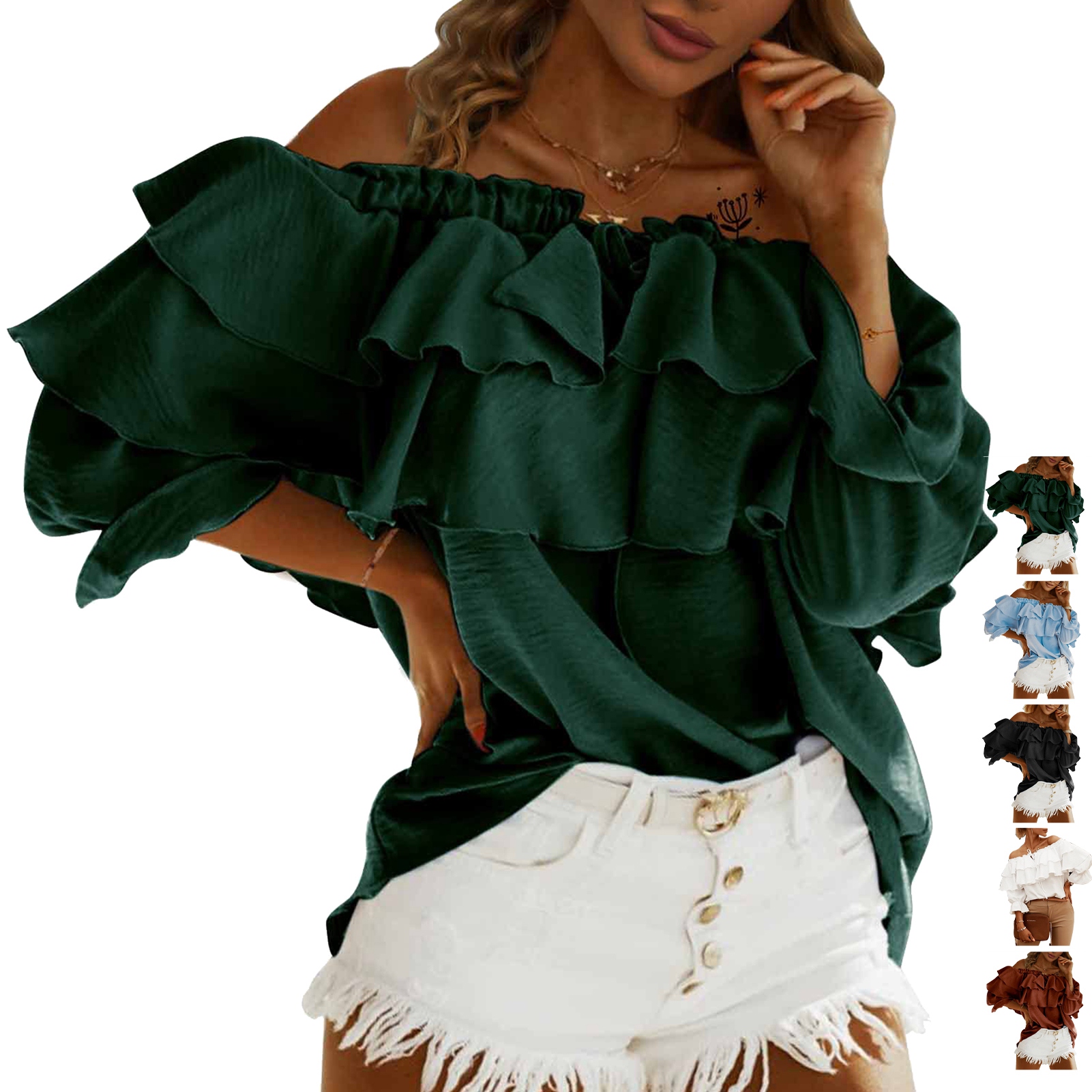 women's off the shoulder ruffle top